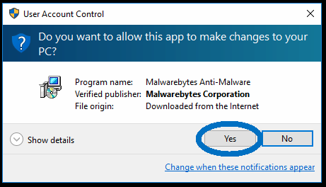 Malwarebytes UAC option