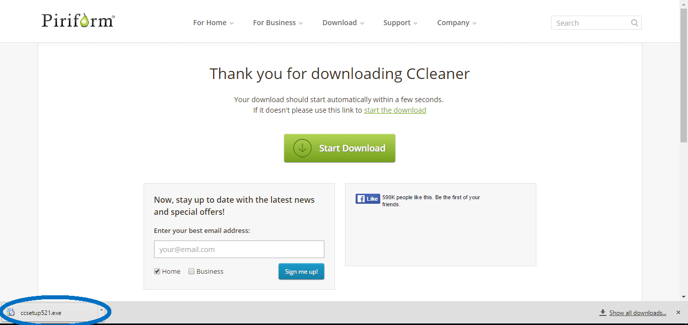 CCleaner downloaded