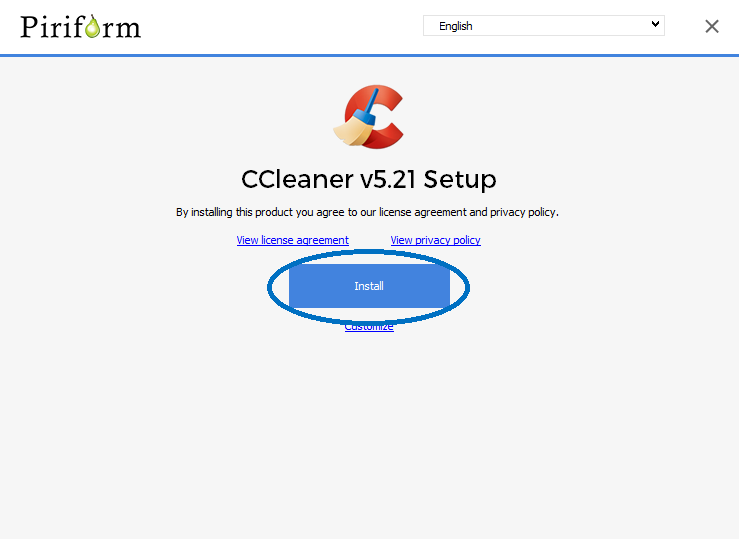 CCleaner Install button