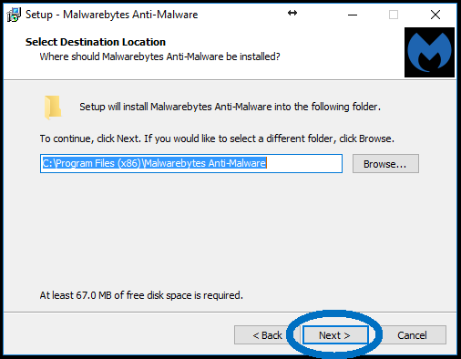Malwarebytes directory option