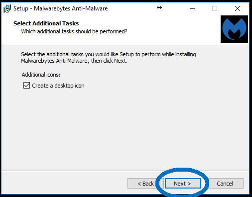 Malwarebytes desktop option